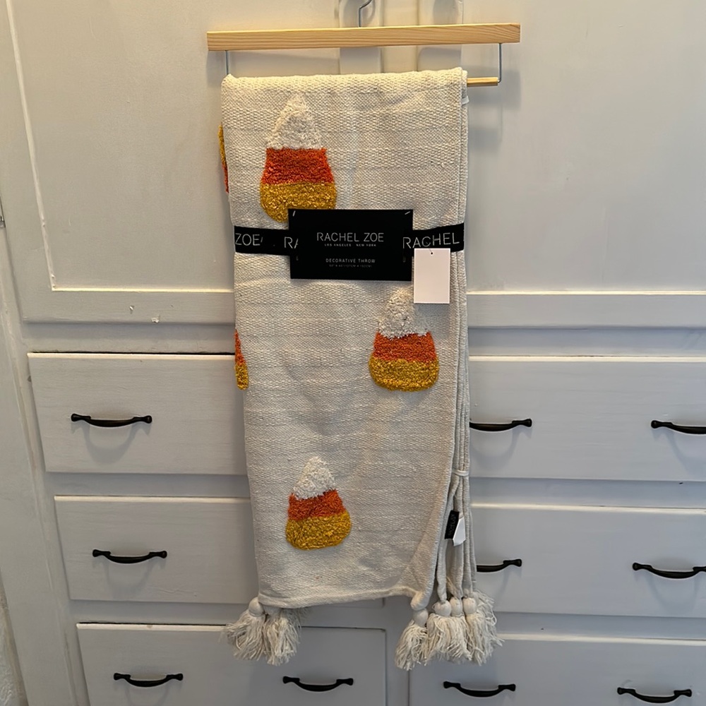 Candy corn Halloween throw NWT